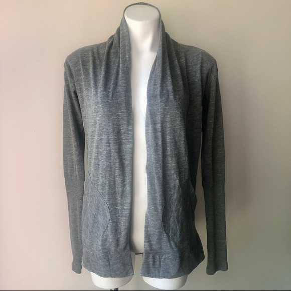 🌼 Alternative Lightweight Jersey Rib Sleeve Open Cardigan in Eco Grey S NEW - Picture 3 of 9